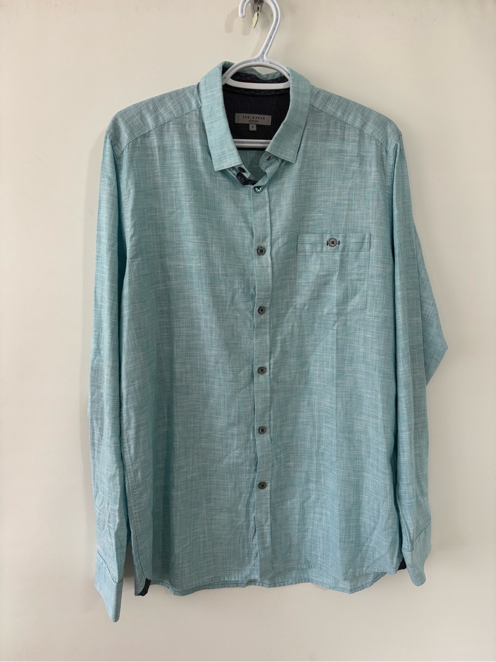 Ted Baker Men's Aqua Mint Long-Sleeve Button-Down Shirt